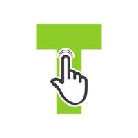 Letter T Finger Click Logo Vector Template Concept For Technology Symbol