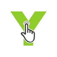 Letter Y Finger Click Logo Vector Template Concept For Technology Symbol