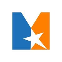 Letter M Star Logo Vector Template. Minimal Star Symbol