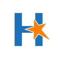 Letter H Star Logo Vector Template. Minimal Star Symbol