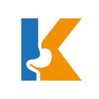 Letter K Minimal Stomach Logo Design for Medical and Healthcare Symbol Vector Template