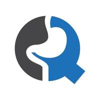 letra q diseño de logotipo de estómago mínimo para plantilla de vector de símbolo médico y sanitario