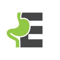 Letter E Minimal Stomach Logo Design for Medical and Healthcare Symbol Vector Template