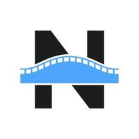 Letter N Bridge Logo for Transportation, Journey and Construction Business Vector Template