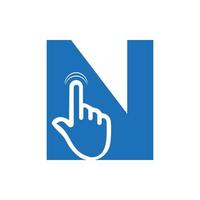 Letter N Finger Click Logo Vector Template Concept For Technology Symbol