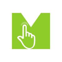 Letter M Finger Click Logo Vector Template Concept For Technology Symbol