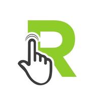 Letter R Finger Click Logo Vector Template Concept For Technology Symbol