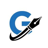 Education Logo on Letter G Concept with Pen Nib Vector Template