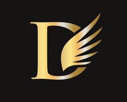 Letter D Wing Logo Design. Transportation Logotype vector