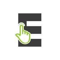 Letter E Finger Click Logo Vector Template Concept For Technology Symbol