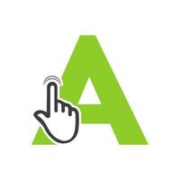 Letter A Finger Click Logo Vector Template Concept For Technology Symbol