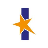 Letter I Star Logo Vector Template. Minimal Star Symbol