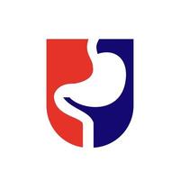 Letter U Minimal Stomach Logo Design for Medical and Healthcare Symbol Vector Template