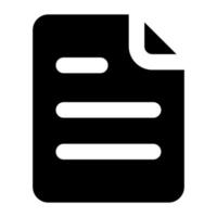 Solid vector icon of document in modern and trendy style