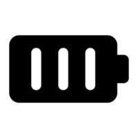Mobile battery vector in solid style, full battery icon