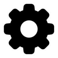 Cogwheel vector icon design in solid style denoting concept of setting