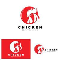 logotipo de pollo, vector de animales de granja, diseño para granja de pollos, restaurante de pollo frito, cafetería