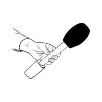 illustration of a hand holding a microphone,hand drawn icon of a hand holding a microphone vector