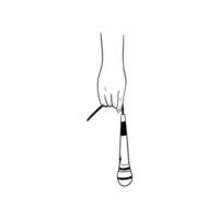 illustration of a hand holding a microphone,hand drawn icon of a hand holding a microphone vector