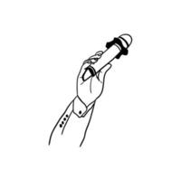 illustration of a hand holding a microphone,hand drawn icon of a hand holding a microphone vector