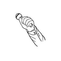 illustration of a hand holding a microphone,hand drawn icon of a hand holding a microphone vector