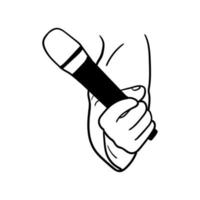 illustration of a hand holding a microphone,hand drawn icon of a hand holding a microphone vector