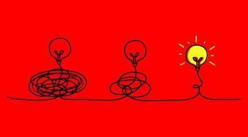 vector idea concept with lightbulbs doodle.  illustration of confusion clarity or path