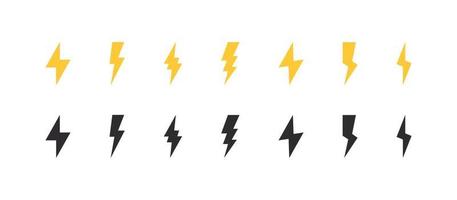 conjunto de rayos. relámpago eléctrico. iconos de rayo. iconos de electricidad. ilustración vectorial vector