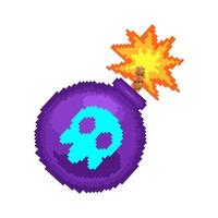 Exploding bomb vector pixel style