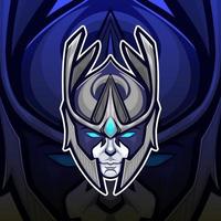Vector esport mascot logo the assassin blue theme