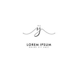 Initial IJ Feminine logo beauty monogram and elegant logo design, handwriting logo of initial signature, wedding, fashion, floral and botanical with creative template vector