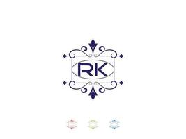 logotipo de lujo monogram rk, diseño único de letra del logotipo rk vector