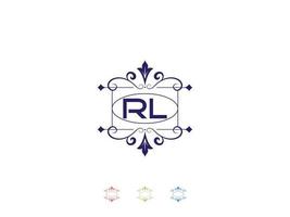 logotipo de lujo monogram rl, diseño único de letra del logotipo rl vector