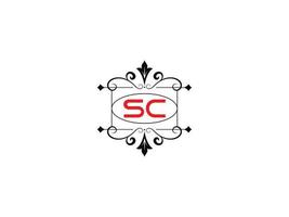 imagen del logotipo del alfabeto sc, vector de icono del logotipo de la letra de lujo sc creativo