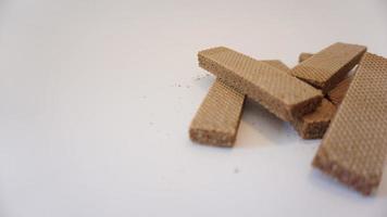 chocolate wafers on a white background. photo