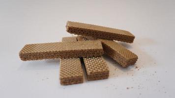 chocolate wafers on a white background. photo