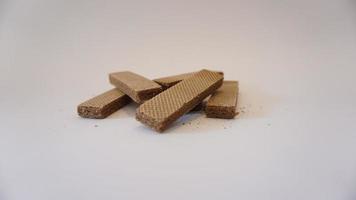 chocolate wafers on a white background. photo