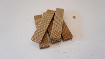 chocolate wafers on a white background. photo