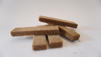 chocolate wafers on a white background. photo