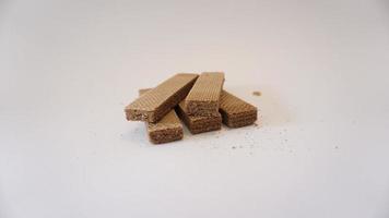 chocolate wafers on a white background. photo