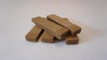 chocolate wafers on a white background. photo