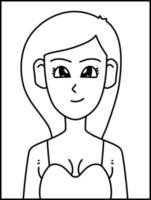 ilustración vectorial de dibujos animados de mujer para colorear vector