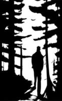 vector illustration of man shape in forest