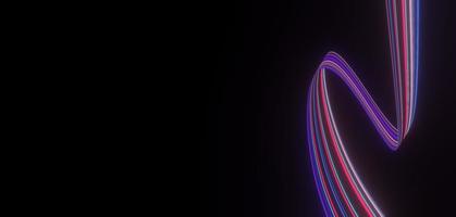 3d render of flash neon and light glowing on dark scene. Speed light moving lines. photo