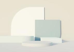 Plataforma de podio de visualización abstracta de renderizado 3d para presentación de productos y publicidad. fondo de escena mínimo con diseño limpio. pedestal vacante para maqueta. escenario vacío con color pastel para cosmética. foto