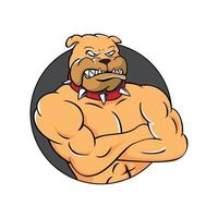 bulldog head logo design. angry animal mascot vector illustration.