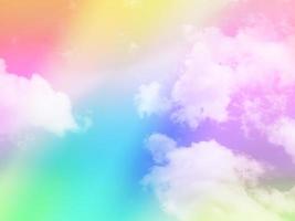 beauty sweet pastel yellow purple    colorful with fluffy clouds on sky. multi color rainbow image. abstract fantasy growing light photo