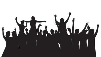 happy crowd people silhouette design illustration. crowd in concert. vector
