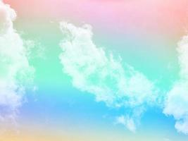 beauty sweet pastel green yellow    colorful with fluffy clouds on sky. multi color rainbow image. abstract fantasy growing light photo