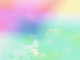 beauty sweet pastel green yellow colorful with fluffy clouds on sky. multi color rainbow image. abstract fantasy growing light photo